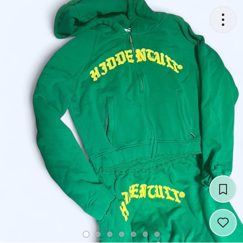 Hidden Cult Green & Yellow Distressed Cotton Hoodie and Pants set